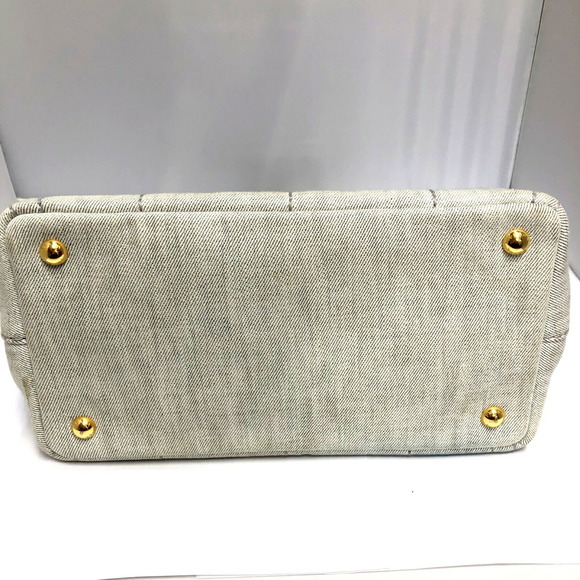 PRADA Prada Mini Canapa 2WAY Handbag Denim White Tote Bag Logo Triangle Plate... - Picture 4 of 10